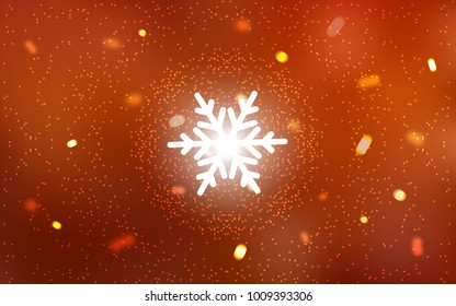 Light Orange vector cover with beautiful snowflakes. Modern geometrical abstract illustration with crystals of ice. The pattern can be used for new year ad, booklets.