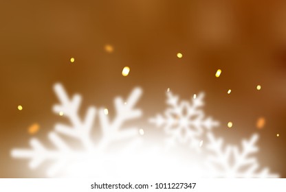 Light Orange vector cover with beautiful snowflakes.