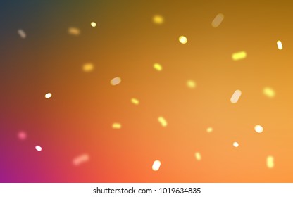 Light Orange vector cover with beautiful snowflakes. Snow on blurred abstract background with gradient. The pattern can be used for year new  websites.