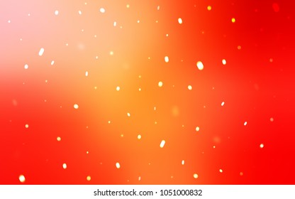 Light Orange vector cover with beautiful snowflakes. Snow on blurred abstract background with gradient. New year design for your business advert.