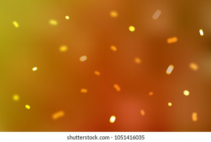 Light Orange vector cover with beautiful snowflakes. Snow on blurred abstract background with gradient. The pattern can be used for new year leaflets.
