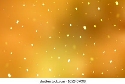 Tapa vectorial de naranja claro con hermosos copos de nieve. Diseño decorativo borroso en estilo de Navidad con nieve. El patrón se puede utilizar para año nuevos sitios web.