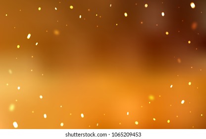 Light Orange vector cover with beautiful snowflakes. Blurred decorative design in xmas style with snow. The pattern can be used for new year leaflets.