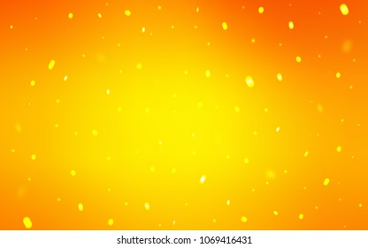 Light Orange vector cover with beautiful snowflakes. Glitter abstract illustration with crystals of ice. The template can be used as a new year background.
