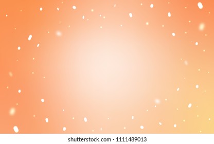 Light Orange vector cover with beautiful snowflakes. Snow on blurred abstract background with gradient. The pattern can be used for year new  websites.