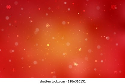 Light Orange vector cover with beautiful snowflakes. Modern geometrical abstract illustration with crystals of ice. New year design for your business advert.