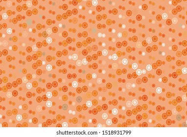 Light Orange vector cover with beautiful snowflakes. Glitter abstract illustration with crystals of ice. The pattern can be used for year new  websites.