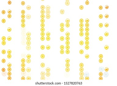Light Orange vector cover with beautiful snowflakes. Decorative shining illustration with snow on abstract template. The pattern can be used for new year leaflets.