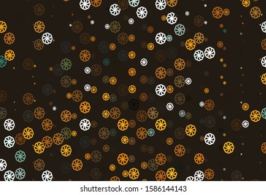 Light Orange vector cover with beautiful snowflakes. Modern geometrical abstract illustration with crystals of ice. The pattern can be used for year new  websites.