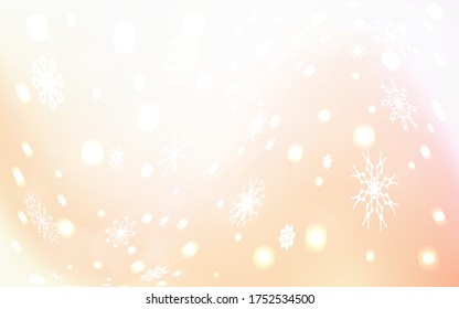 Funda vectorial de naranja claro con bonitos copos de nieve. Ilustración abstracta geométrica moderna con cristales de hielo. Diseño de año nuevo para su anuncio de negocios.