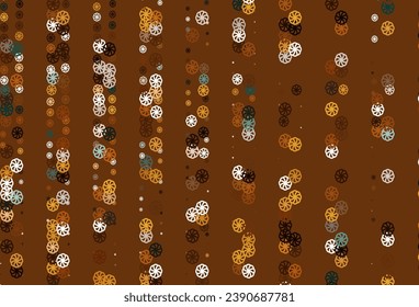 Funda vectorial de naranja claro con bonitos copos de nieve. Diseño decorativo borroso al estilo navideño con nieve. El patrón se puede usar para anuncios de año nuevo, folletos.
