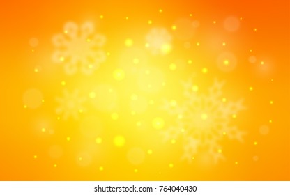 Light Orange vector cover with beautiful snowflakes. Modern geometrical abstract illustration with crystals of ice. New year design for your business advert.