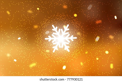 Light Orange vector cover with beautiful snowflakes. Modern geometrical abstract illustration with crystals of ice. New year design for your business advert.