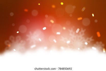 Light Orange vector cover with beautiful snowflakes. Decorative shining illustration with snow on abstract template. The pattern can be used for new year ad, booklets.