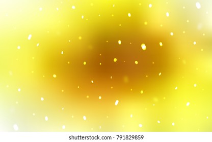 Light Orange vector cover with beautiful snowflakes. Snow on blurred abstract background with gradient. The template can be used as a new year background.
