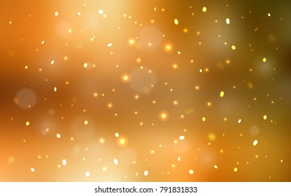 Light Orange vector cover with beautiful snowflakes. Modern geometrical abstract illustration with crystals of ice. The pattern can be used for new year leaflets.