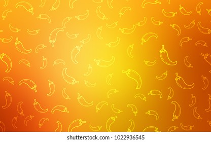 Light Orange vector cover with chili peppers. Decorative shining illustration with peppers on abstract template. Pattern for menu of cafes, bars, restaurants.