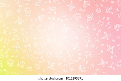 Light Orange vector cover with cuisine gourmet. Beautiful colored illustration with food in doodle style. Design for ad, poster, banner of cafes or restaurants.