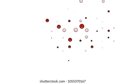 Light Orange vector cover with cute smiles. Colorful gradient Smiles on white background. Pattern for carnival, festival fun leaflets.