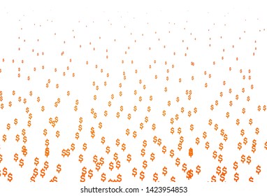 Light Orange vector cover with Dollar signs. Blurred design in with symbols of USD. The pattern can be used for ad, booklets, leaflets of banks.