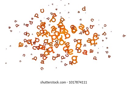 Light Orange vector cover with english symbols. Blurred design in simple style with signs of alphabet. Template can be used as a background for ads of typography.
