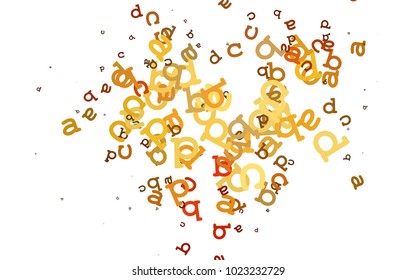 Light Orange vector cover with english symbols. Modern geometrical illustration with ABC english symbols. The pattern can be used as ads, poster, banner for books.