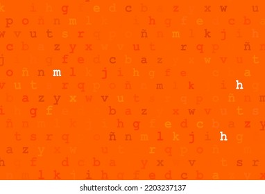 Light orange vector cover with english symbols. Shining illustration with ABC symbols on abstract template. Template can be used as a background for ads of typography.