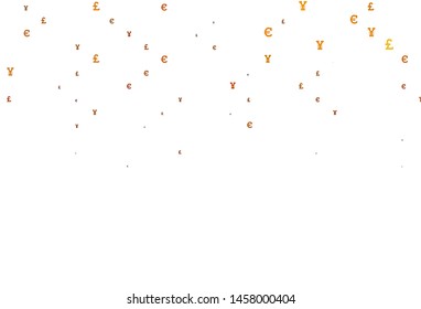 Light Orange vector cover with EUR, JPY, GBP signs. Shining colored illustration with EUR, JPY, GBP signs. The pattern can be used for ad, booklets, leaflets of banks.