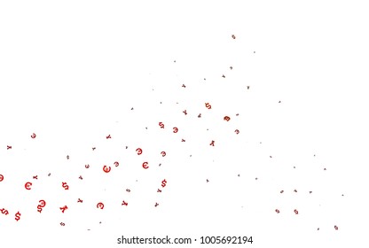 Light Orange vector cover with Euro, Dollar, Yen signs. Modern abstract illustration with symbols of money. The pattern can be used for financial, investment websites.