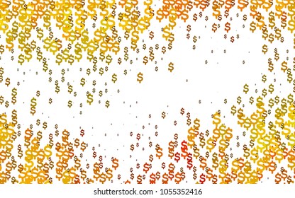 Light Orange vector cover with financial symbols. Abstract illustration with colored financial, cash symbols. The pattern can be used for financial, investment websites.