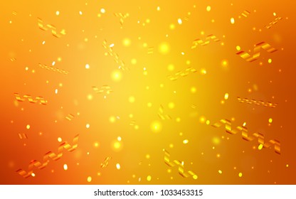 Light Orange vector cover with happy holiday ribbons. Decorative shining illustration with ribbons on abstract template. The template can be used as a background for postcards.