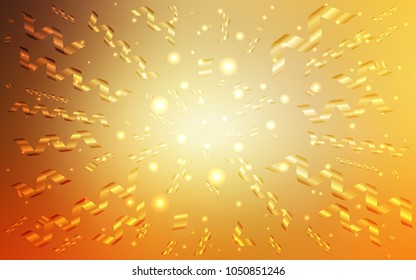 Light Orange vector cover with happy holiday ribbons. Modern geometrical abstract illustration with carnival ribbons. The template can be used as a background for postcards.