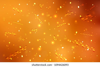Light Orange vector cover with happy holiday ribbons. Modern geometrical abstract illustration with carnival ribbons. Beautiful design for your business advert of anniversary.