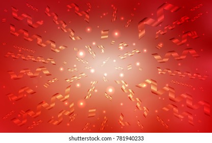 Light Orange vector cover with happy holiday ribbons. Confetti on blurred abstract background with colorful gradient. The pattern can be used for carnival, festival leaflets.