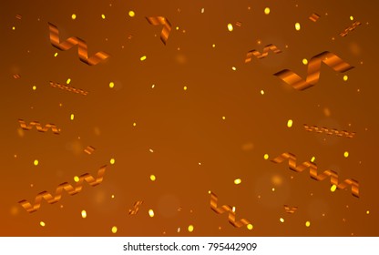 Light Orange vector cover with happy holiday ribbons. Beautiful colored illustration with ribbon in celebration style. The pattern can be used for carnival, festival leaflets.