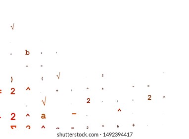 Light Orange vector cover with math elements. Shining colorful illustration with isolated Digit signs. Smart design for your university promotion.