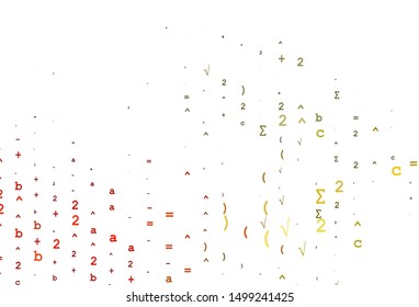 Light Orange vector cover with math elements. Modern geometrical illustration with numerals. Pattern for ads, poster, banner of books.