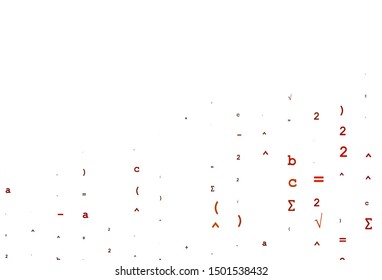Light Orange vector cover with math elements. Illustration with Numeral symbols on abstract template. Best design for your math college.
