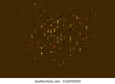 Light Orange vector cover with math elements. Modern geometrical illustration with numerals. Best design for your math college.