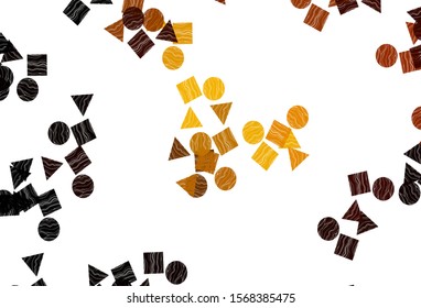 Light Orange vector cover in polygonal style with circles. Glitter abstract illustration with spheres, squares, lines. Modern template for your landing page.