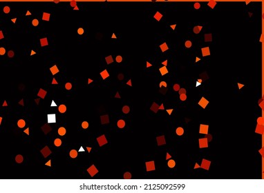 Cubierta vectorial de color naranja claro en estilo poligonal con círculos. Decoración de estilo abstracto con líneas, puntos, cubos. Patrón para comerciales.