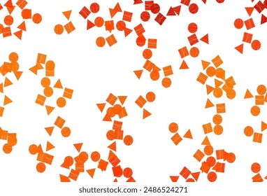Hellorangefarbene Vektorgrafik im polygonalen Stil mit Kreisen. Illustration mit Satz von bunten Kreisen, Dreiecken, Quadraten. Intelligentes Design für Ihre Geschäftswerbung.