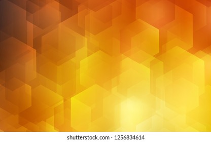Light Orange vector cover with set of hexagons. Glitter abstract illustration in hexagonal style. Pattern can be used for landing pages.
