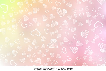 Light Orange vector cover with Shining hearts. Illustration with hearts in love concept for valentine's day. Pattern for marriage gifts, congratulations.