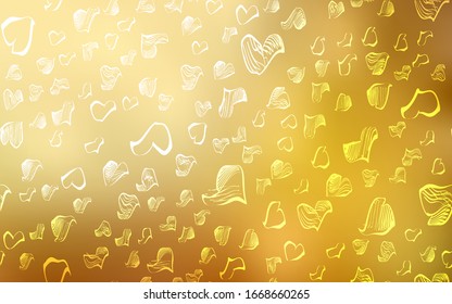 Light Orange vector cover with Shining hearts. Glitter abstract illustration with colorful hearts in romantic style. Pattern can be used for valentine's ad, booklets.