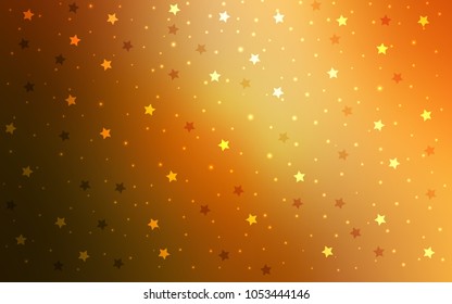 Light Orange vector cover with small and big stars. Stars on blurred abstract background with gradient. Smart design for your business advert.