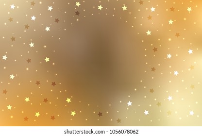 Light Orange vector cover with small and big stars. Shining colored illustration with stars. The pattern can be used for new year ad, booklets.