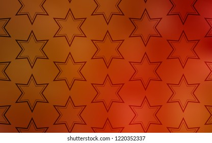 Light Orange vector cover with small and big stars. Stars on blurred abstract background with gradient. Pattern for new year ad, booklets.