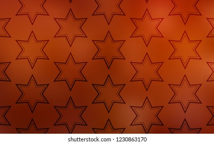Light Orange vector cover with small and big stars. Glitter abstract illustration with colored stars. Template for sell phone backgrounds.