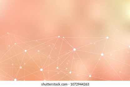 Light Orange vector cover with spots, lines. Abstract illustration with colorful discs and triangles. Pattern can be used for futuristic ad, booklets.